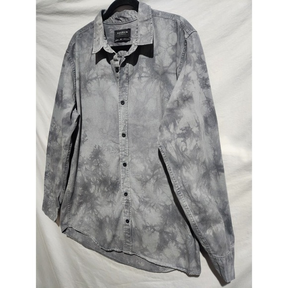 PAC SUN Mens XL Gray Tie Dyed Longer Fit Button Up Casual Long Sleeve Overshirt - Picture 3 of 7